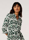 Ikat Shirt Midi Dress, Green, large