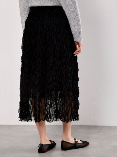 Wavy Tulle Midi Skirt