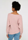 Cable Stripe Batwing Aran Jumper, Pink, large