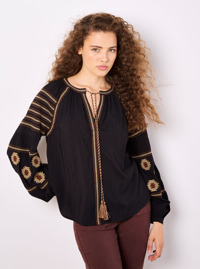 Aztec Embroidered Blouse