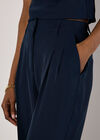 Soft Twill Wide Leg Trousers, Navy, large