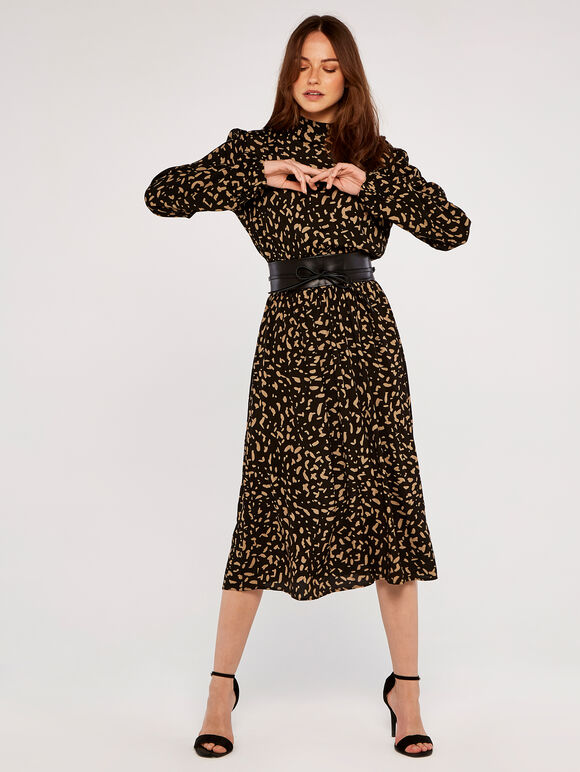 Brush Spot Dress, Black, large