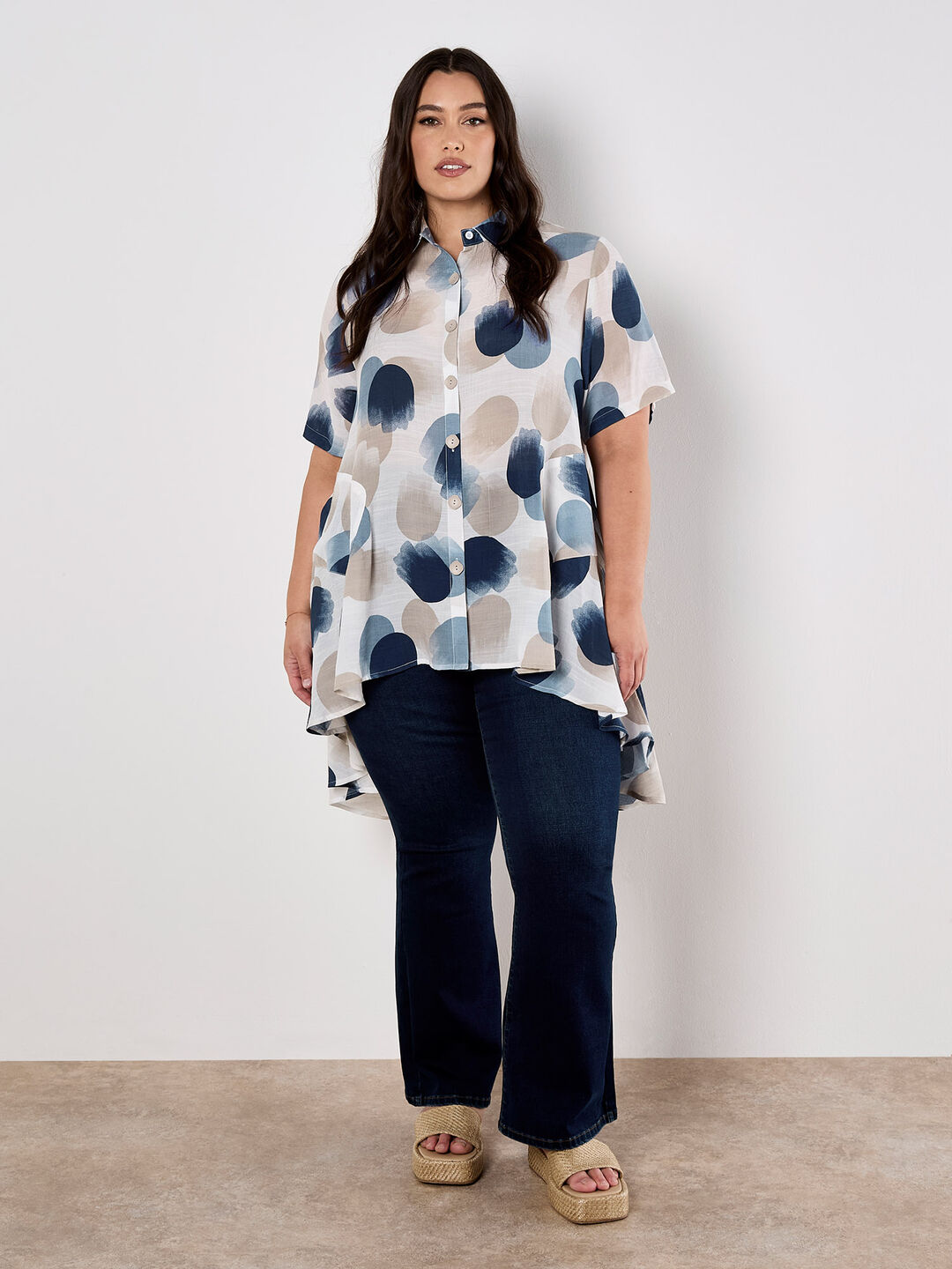 Painted Circles Oversized High-Low Shirt