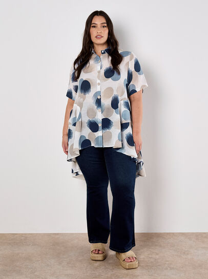 Painted Circles Oversized High-Low Shirt