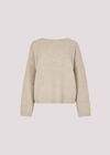 Waffle Knit Batwing Jumper, Stone, large