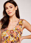 Vintage Floral V Neck Dress, Cream, large