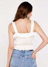 Stripe Ruffle Cotton Top, Cream, large