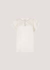 Broderie Yoke Cotton Top, White, large