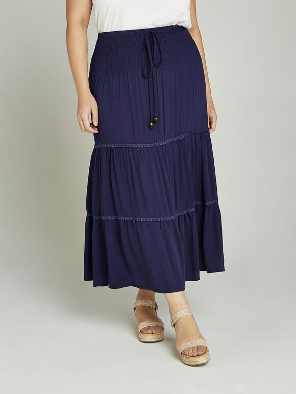 Pom Pom Trim 2in1 Dress +, Navy, large