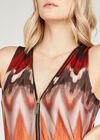 Chevron Zip Maxi Dress, Orange, large