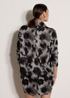Abstract Knit Cocoon Mini Dress, Grey, large
