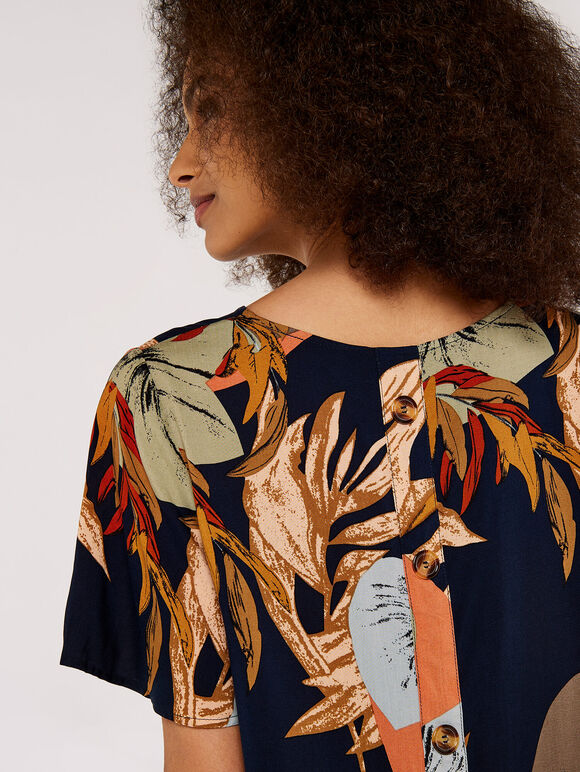 Lily Petal Button Top, Navy, large