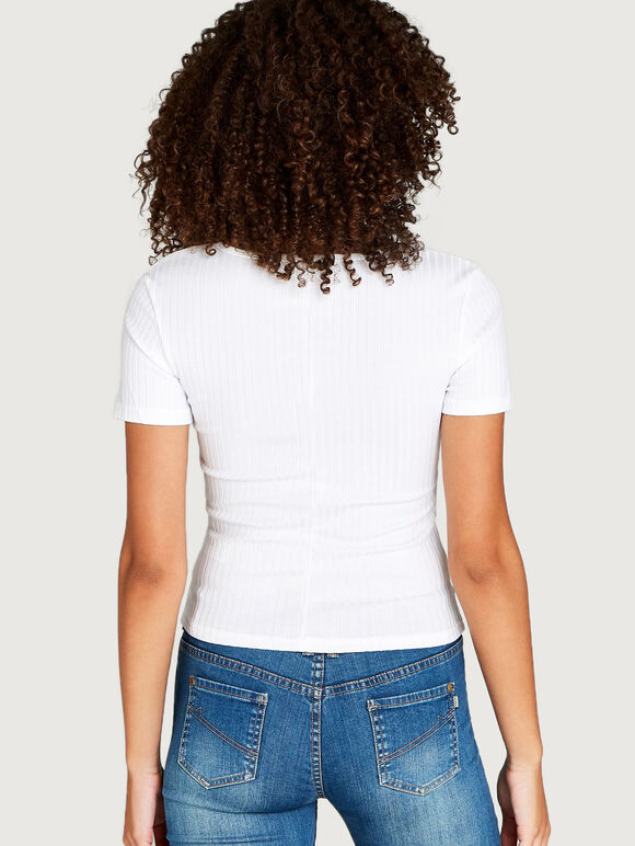 Button Down Ribbed Top, Cream, large
