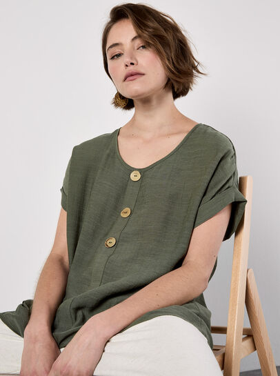 Coconut Button Layered Top