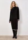 Tipped Knitted Jumper Midi Dress, Black, large