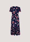 Painterly Roses Wrap Maxi Dress, Navy, large