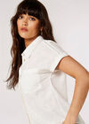 Linen Button Top, Cream, large