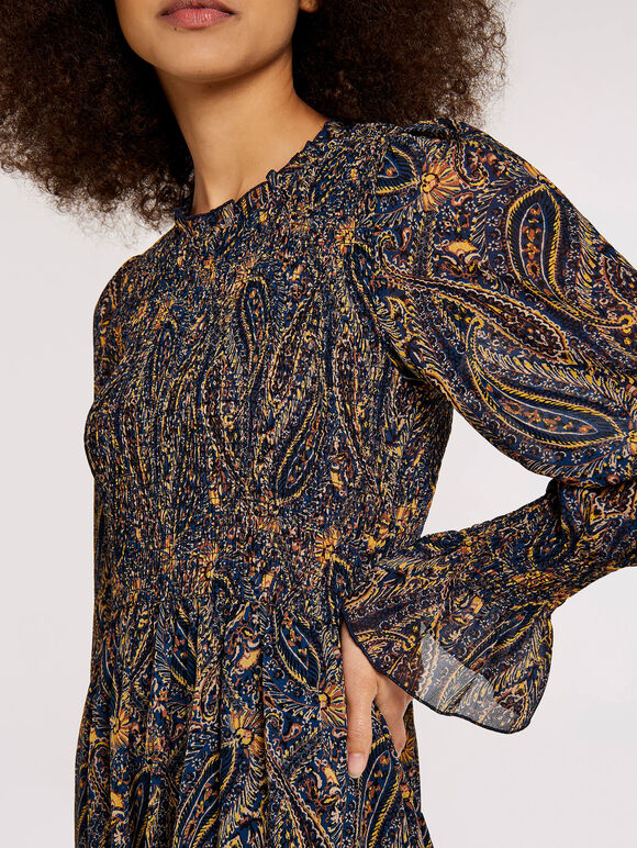 Ornate Paisley Smock Dress