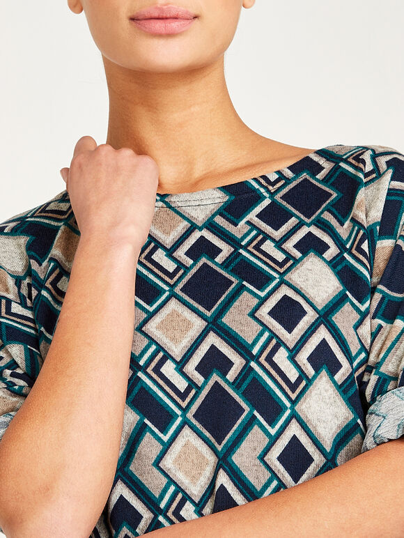 Diamond Geos Side Ruche Top, Navy, large