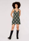 Granny Crochet Mini Dress, Green, large