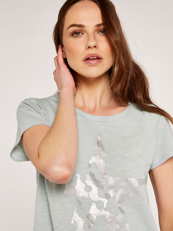 Iridescent Star Tee, Mint, large