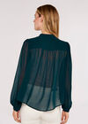 Layered V Neck  Blouse, Green, large