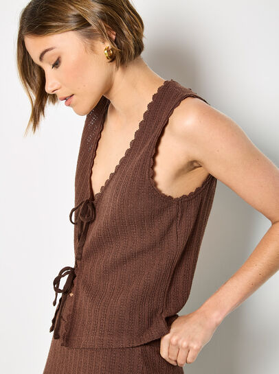 Pointelle Knit Waistcoat