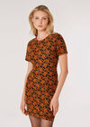 Rose Jacquard Mini Dress, Rust, large