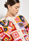Colourful Crochet Squares Cardigan, Stone, large