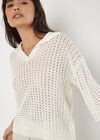 Open Stitch Knitted Top, White, large
