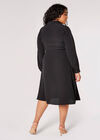 Curve Wrap Shirt Midi Dress , Black, large