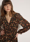 Chiffon Ruffle Paisley Mini Dress, Green, large