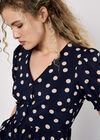 Polka Dot Button-Down Midi Dress, Navy, large