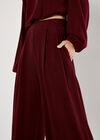 Ribbed Knit Wide Leg Trousers, Burgundy, large