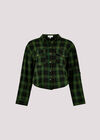 Check Print Cropped Shirt, Black, large