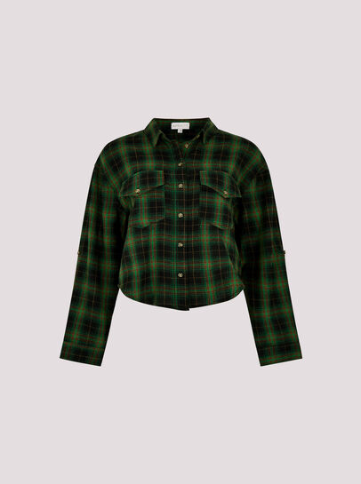 Check Print Cropped Shirt