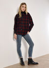 Oversized Check Corduroy Shirt, Red, large