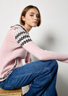 Diamond Pattern Hooded Jumper, Pink, large