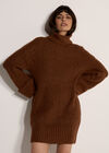 Boucle Knit Fisherman Jumper Mini Dress, Rust, large