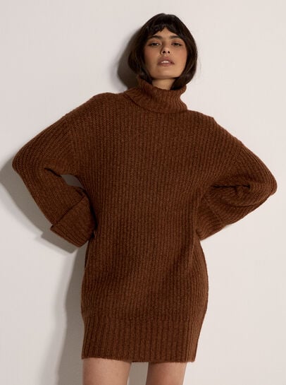Boucle Knit Fisherman Jumper Mini Dress
