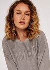 Stud Embellished Batwing Jumper, Grey, large