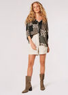 Patchwork Print Oversized Blouse, Khaki, large