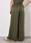 Textured Satin Wide Leg Trousers, Khaki, large