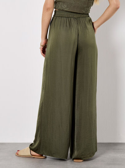 Textured Satin Wide Leg Trousers