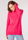 Side Zip Roll Neck Jumper, Fuchsia, large