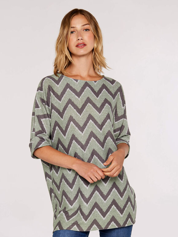 Chevron  Batwing Top, Mint, large