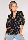 Floral Botanical Top, Burgundy, large