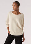 Oversized Ribbed Knit Top, Stone, large