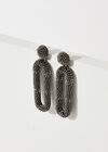 Dark Silver Long Earrings, Grey, large