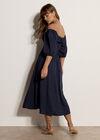 Smocked Bardot Maxi Dress, Navy, large
